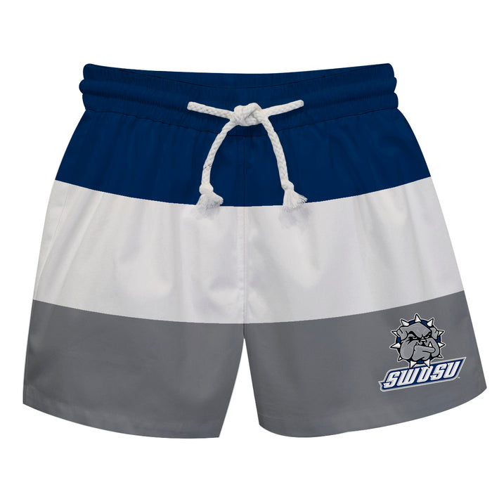 Southwestern Oklahoma State Bulldogs Vive La Fete Blue Stripes Swimtrunks V1