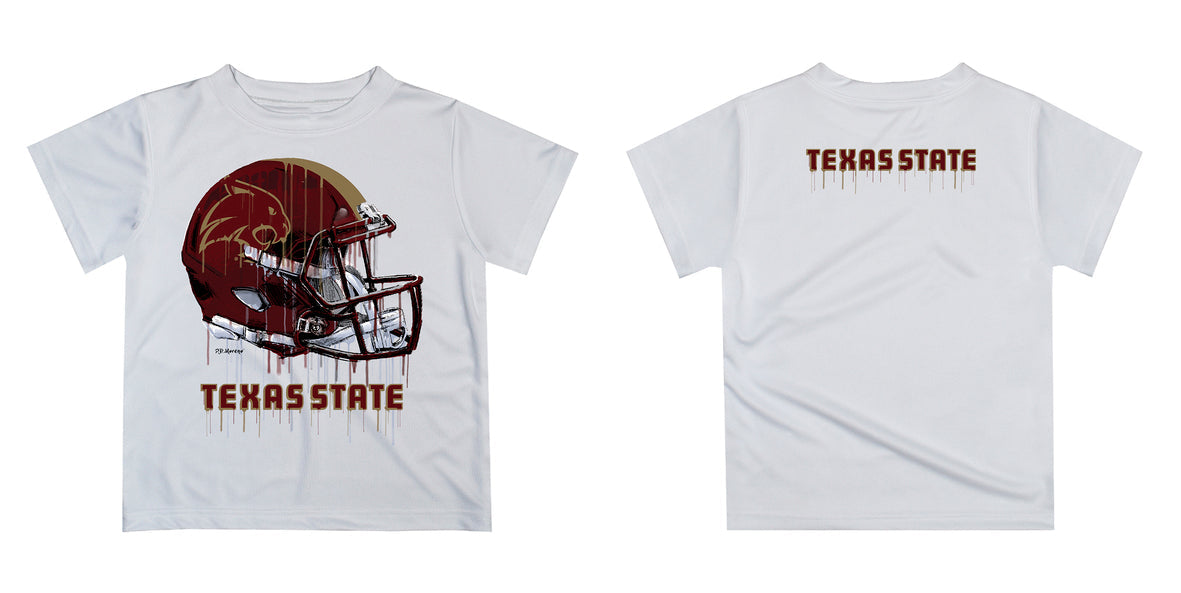 Texas State University Bobcats TXST Original Dripping Football White  T-Shirt by Vive La Fete - Vive La Fête - Online Apparel Store
