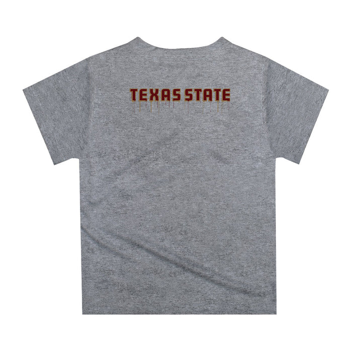 Texas State University Bobcats TXST Original Dripping Football Heather Gray T-Shirt by Vive La Fete - Vive La Fête - Online Apparel Store