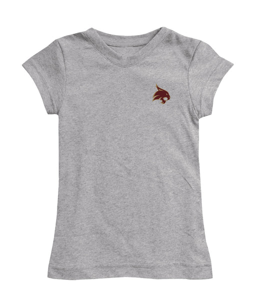 TXST Texas State Bobcats Hand Sketched Vive La Fete Impressions Artwork Grey Girls Cotton Short Sleeve Tee