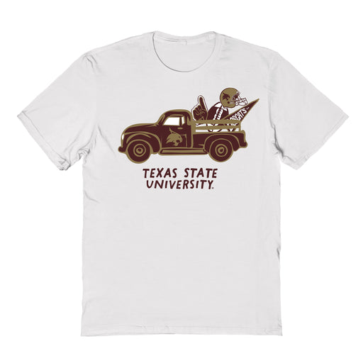 TXST Texas State Bobcats Hand Sketched Vive La Fete Impressions Truck Kids White Cotton T-shirt