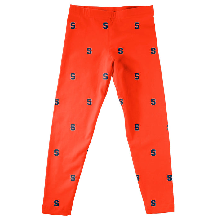 Syracuse Orange Vive La Fete Girls Game Day All Over Logo Elastic Waist Classic Play Orange Leggings Tights