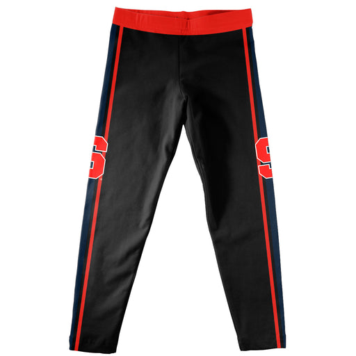 Syracuse Orange Vive La Fete Girls Game Day Black with Orange Stripes Leggings Tights