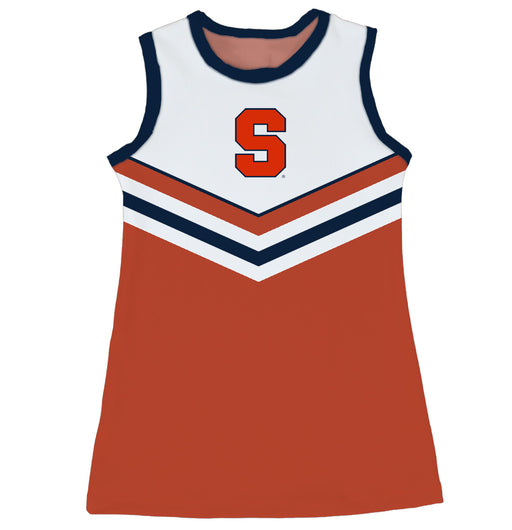 Syracuse Orange Sleeveless Cheerleader A Line Dress White and Orange