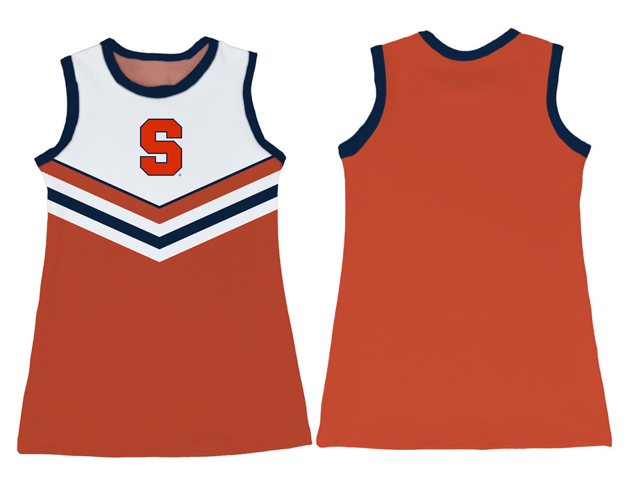 Syracuse Orange Sleeveless Cheerleader A Line Dress White and Orange