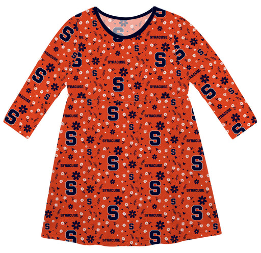 Syracuse Orange Vive La Fete Girls Game Day Long Sleeve Orange Dress