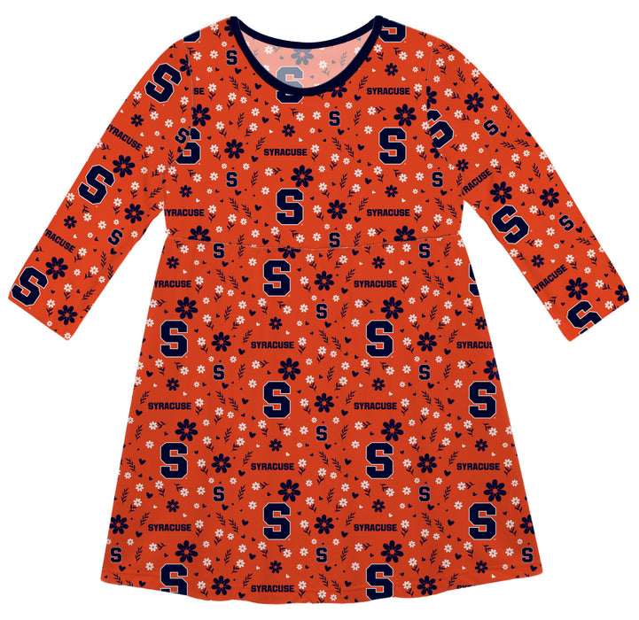 Syracuse Orange Vive La Fete Girls Game Day Long Sleeve Orange Dress
