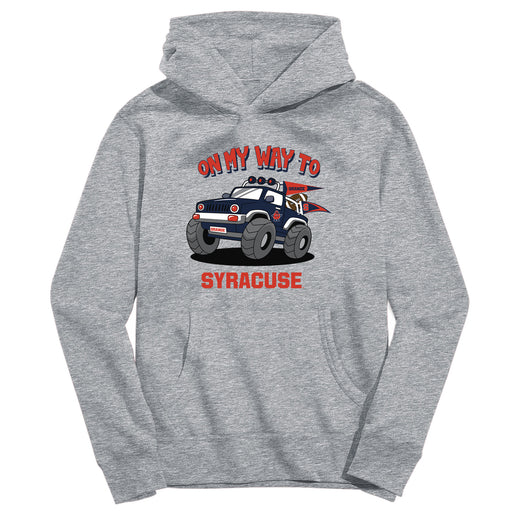 Syracuse Orange On My Way Monster Truck Heather Grey Cotton Youth Hoodie