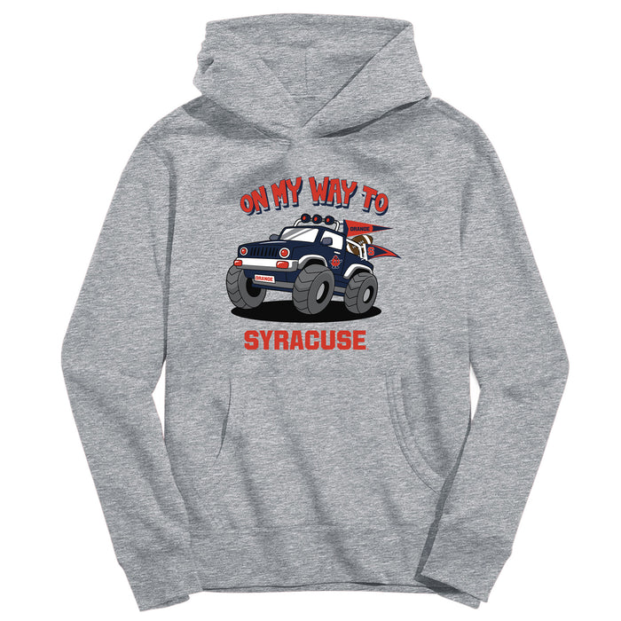 Syracuse Orange On My Way Monster Truck Heather Grey Cotton Youth Hoodie