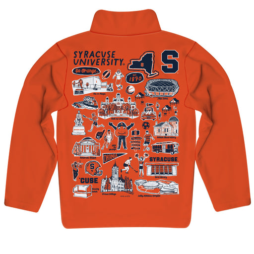 Syracuse Orange Hand Sketched Vive La Fete Impressions Artwork Orange Boys Quarter Zip Pullover V1 - Vive La Fête - Online Apparel Store