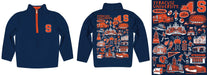 Syracuse Orange Hand Sketched Vive La Fete Impressions Artwork Blue Boys Quarter Zip Pullover V1 - Vive La Fête - Online Apparel Store