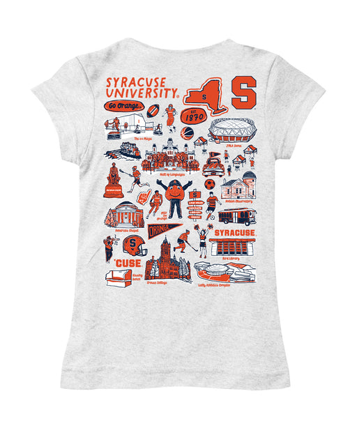 Syracuse Orange Hand Sketched Vive La Fete Impressions Artwork White Girls Cotton Short Sleeve Tee - Vive La Fête - Online Apparel Store