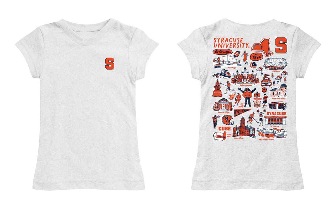 Syracuse Orange Hand Sketched Vive La Fete Impressions Artwork White Girls Cotton Short Sleeve Tee - Vive La Fête - Online Apparel Store