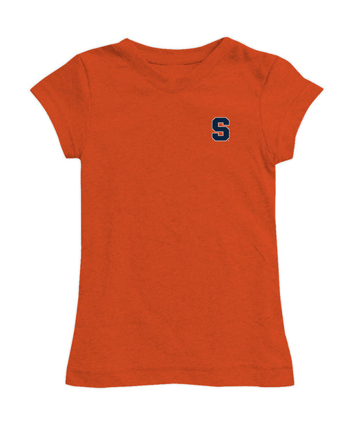 Syracuse Orange Hand Sketched Vive La Fete Impressions Artwork Orange Girls Cotton Short Sleeve Tee