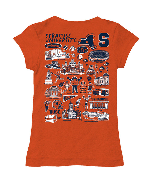 Syracuse Orange Hand Sketched Vive La Fete Impressions Artwork Orange Girls Cotton Short Sleeve Tee - Vive La Fête - Online Apparel Store