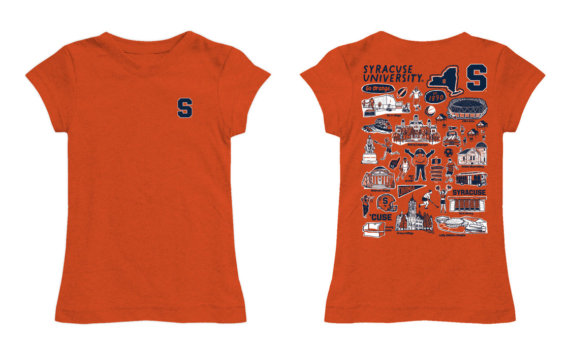 Syracuse Orange Hand Sketched Vive La Fete Impressions Artwork Orange Girls Cotton Short Sleeve Tee - Vive La Fête - Online Apparel Store