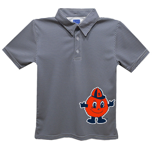 Syracuse Orange Stripes Short Sleeve Polo Box Shirt Navy