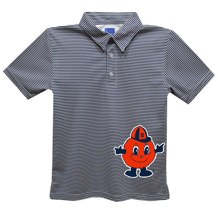 Syracuse Orange Stripes Short Sleeve Polo Box Shirt Navy