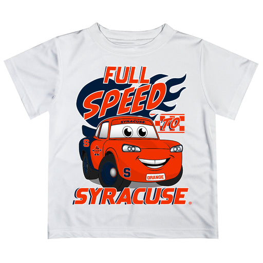 Syracuse Orange Vive La Fete Toy Racing Car Boys Game Day White Short Sleeve Tee