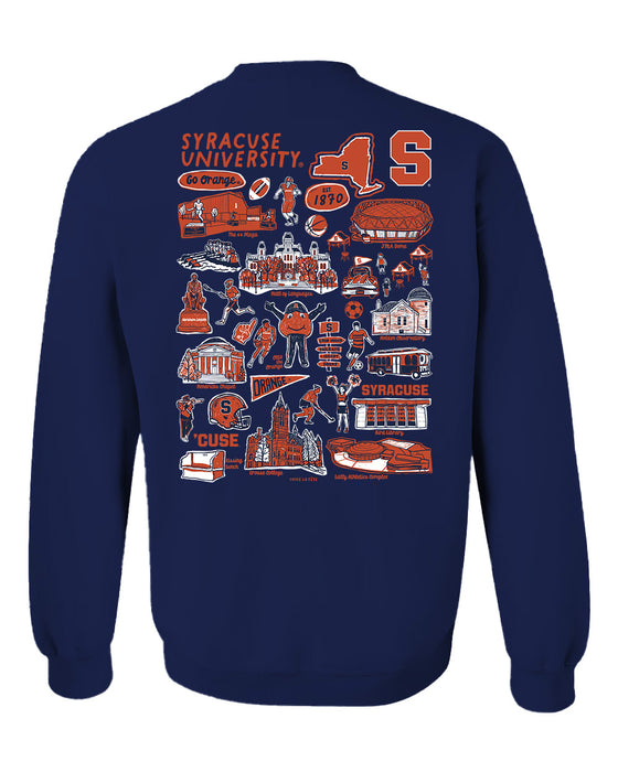 Syracuse Hand Sketched Artwork Crewneck Sweatshirt for Women - Vive La Fête - Online Apparel Store