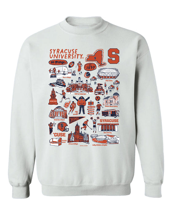Syracuse Orange Hand Sketched Vive La Fete Impressions White Cotton Crewneck Sweatshirt for Women