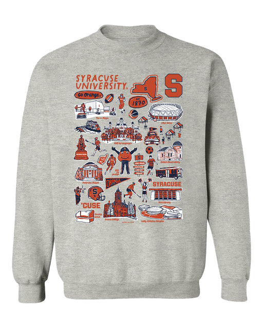Syracuse Orange Hand Sketched Vive La Fete Impressions Grey Cotton Crewneck Sweatshirt for Women