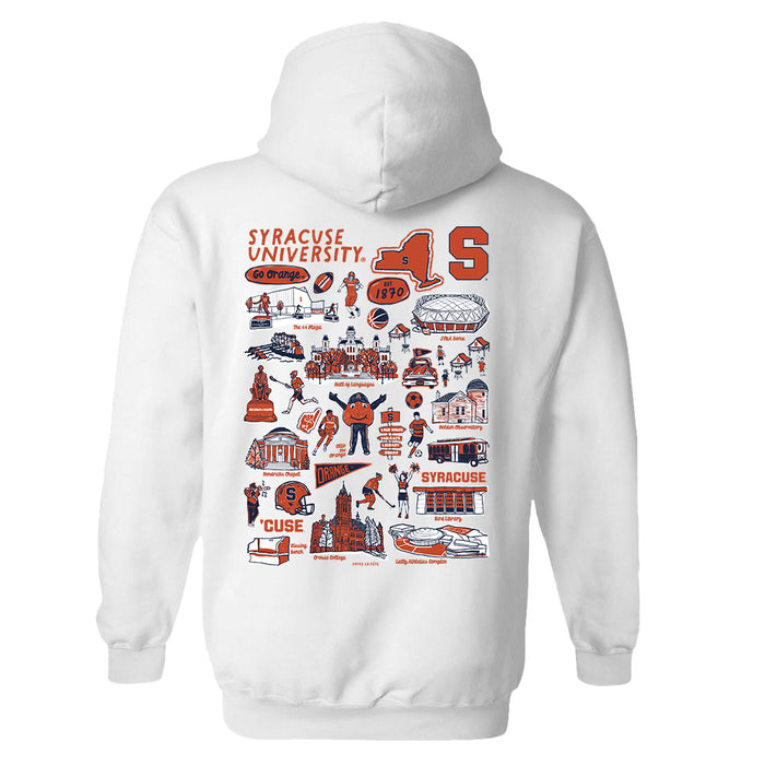 Syracuse Orange Hand Sketched Artwork Navy Cotton Fleece Women Hoodie - Vive La Fête - Online Apparel Store