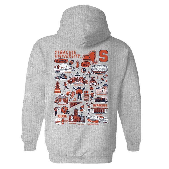 Syracuse Orange Hand Sketched Artwork Navy Cotton Fleece Women Hoodie - Vive La Fête - Online Apparel Store