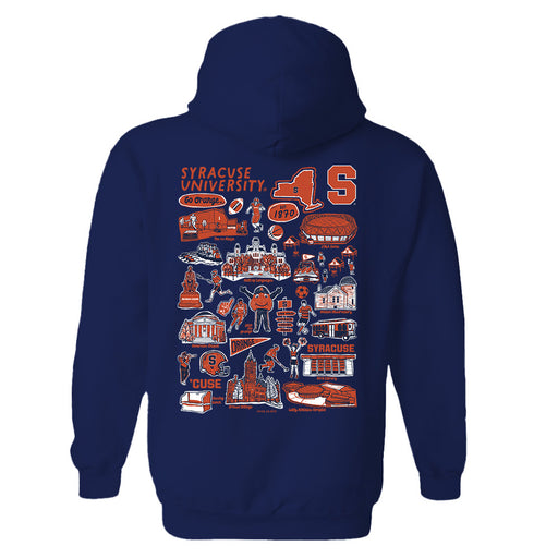 Syracuse Orange Hand Sketched Artwork Navy Cotton Fleece Women Hoodie - Vive La Fête - Online Apparel Store