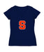 Syracuse Orange Women's V-neck Fitted Cotton T-Shirt Navy