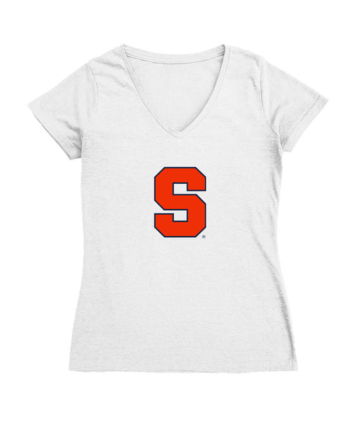 Syracuse Orange Women's V-neck Fitted Cotton T-Shirt White