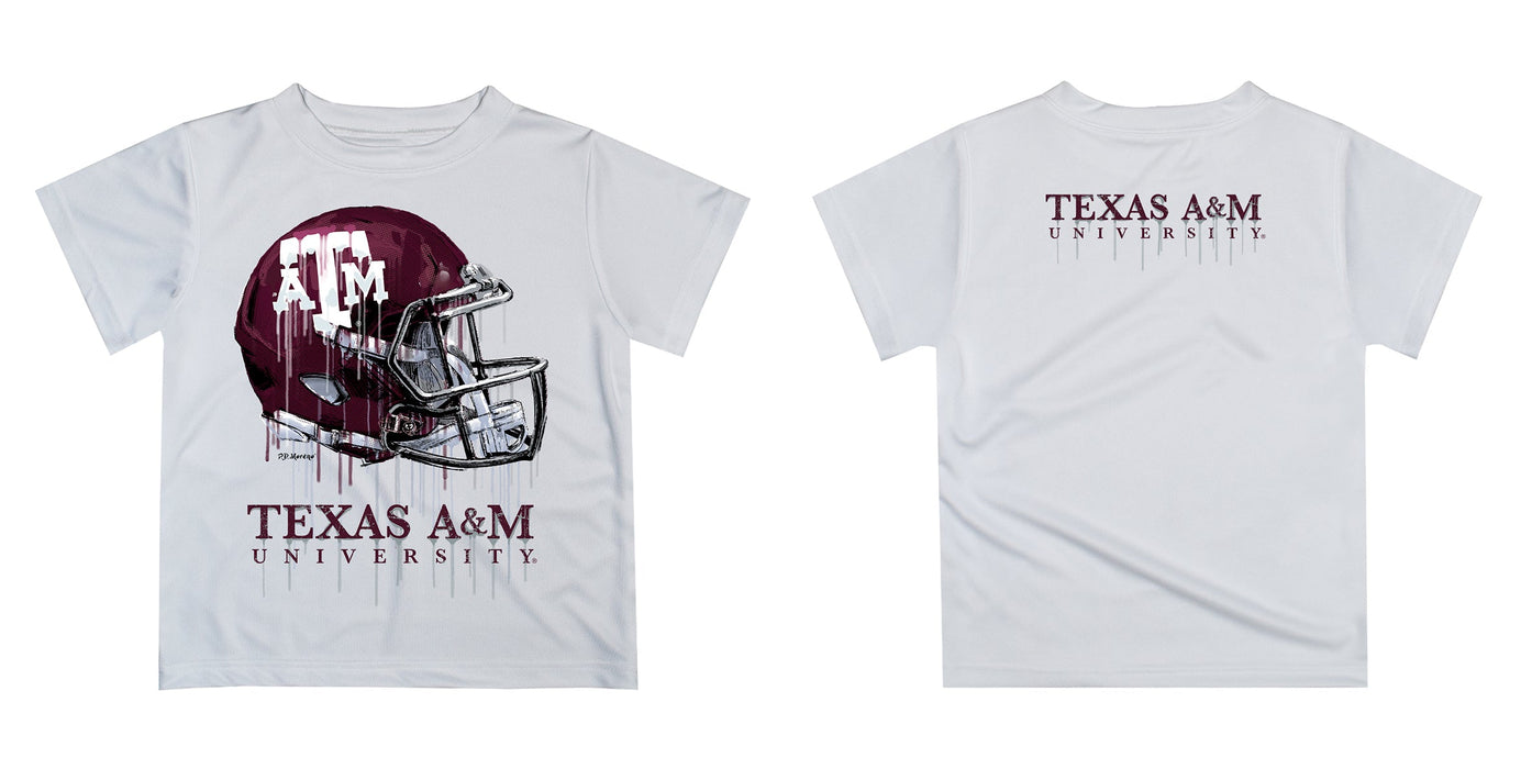 Texas A&M Aggies Original Dripping Football Helmet White T-Shirt by Vive La Fete - Vive La Fête - Online Apparel Store