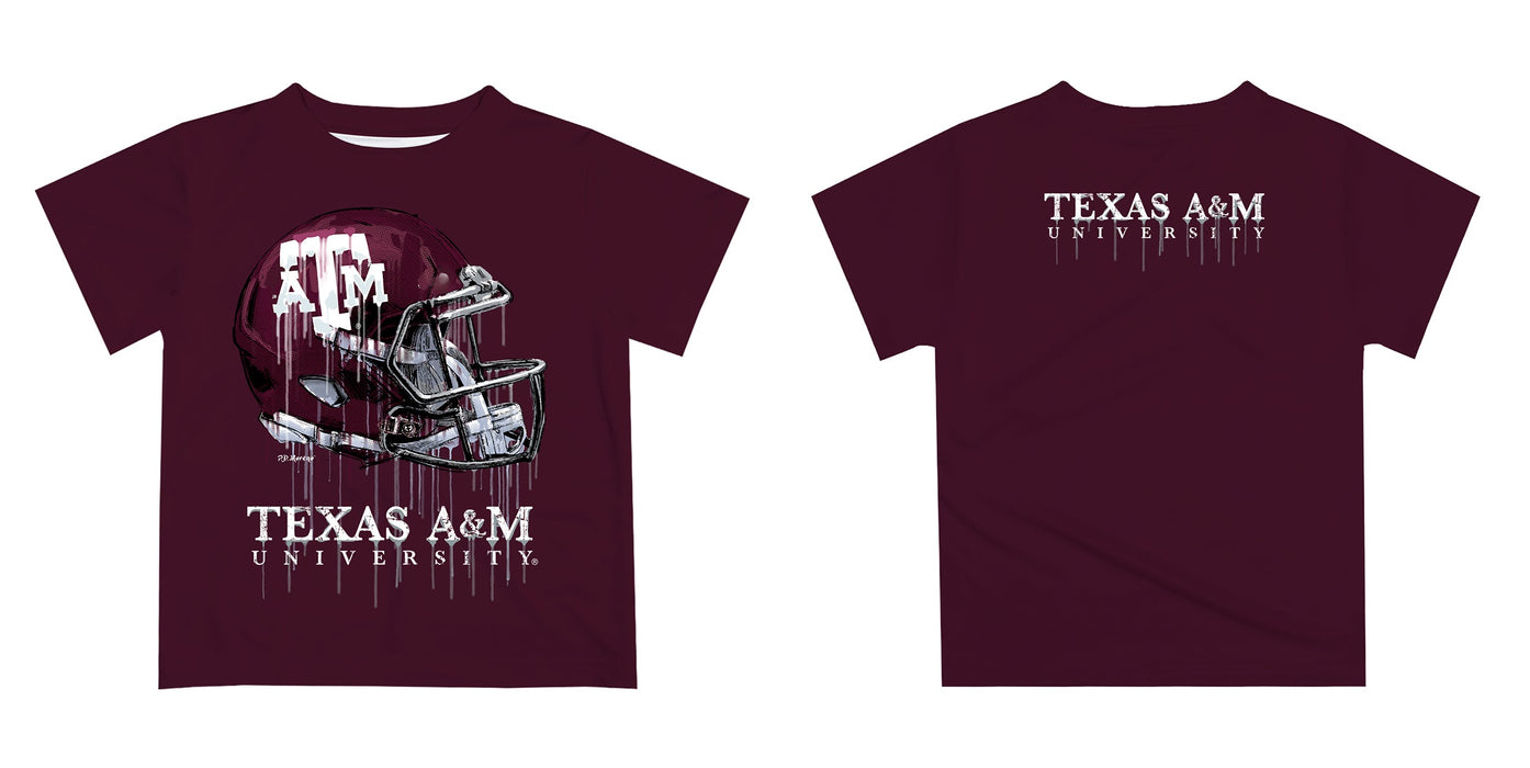 Texas A&M Aggies Original Dripping Football Helmet Maroon T-Shirt by Vive La Fete - Vive La Fête - Online Apparel Store