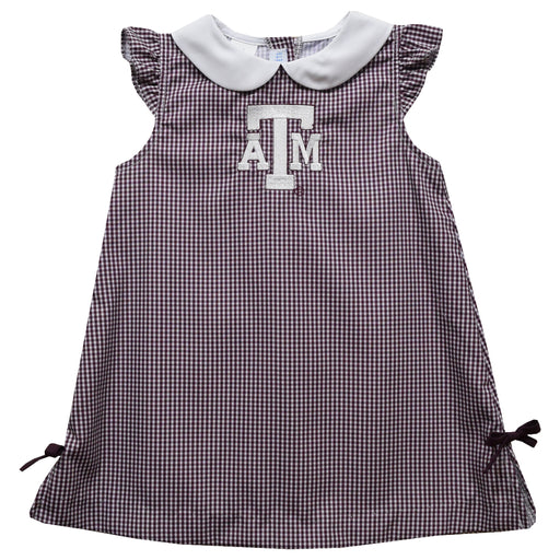 Texas AM Aggies Embroidered Maroon Gingham A Line Dress