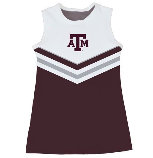 Texas A&M Aggies Sleeveless Cheerleader A Line Dress White and Maroon