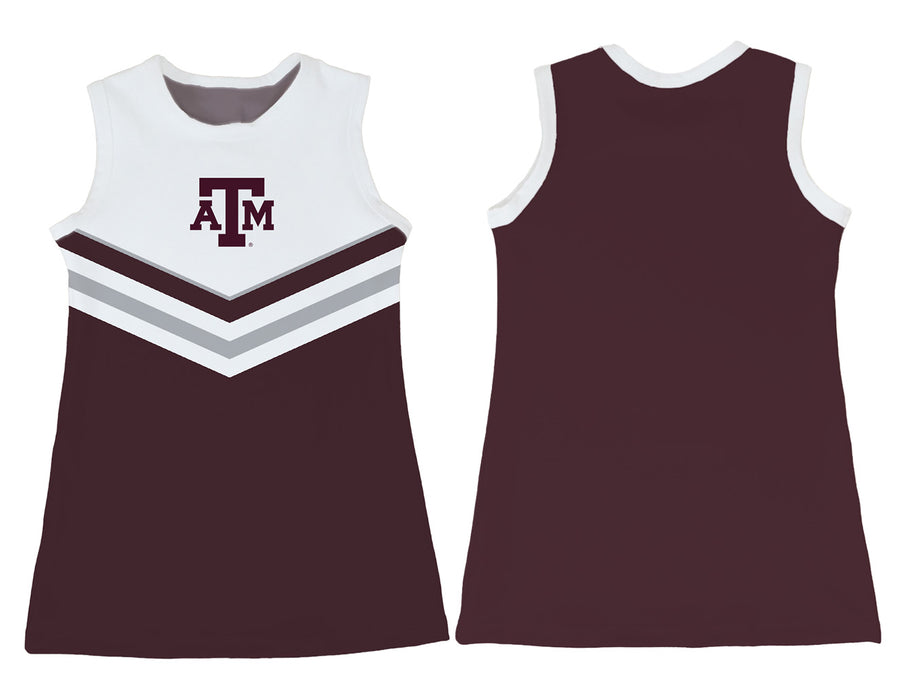 Texas A&M Aggies Sleeveless Cheerleader A Line Dress White and Maroon
