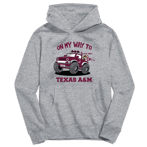 Texas A&M Aggies On My Way Monster Truck Heather Grey Cotton Youth Hoodie