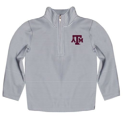 Texas A&M Aggies Embroidered Gray Stripes Quarter Zip Pullover