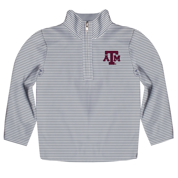 Texas A&M Aggies Embroidered Gray Stripes Quarter Zip Pullover