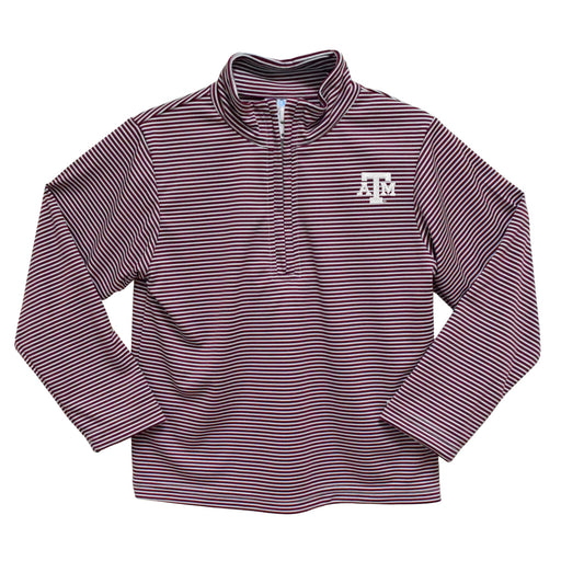 Texas A&M Aggies Embroidered Maroon Stripes Quarter Zip Pullover
