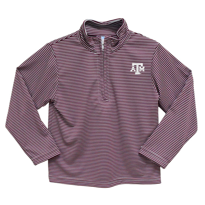 Texas A&M Aggies Embroidered Maroon Stripes Quarter Zip Pullover
