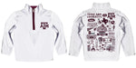 Texas A&M Aggies Hand Sketched Vive La Fete Impressions Artwork  White Boys Quarter Zip Pullover V1 - Vive La Fête - Online Apparel Store