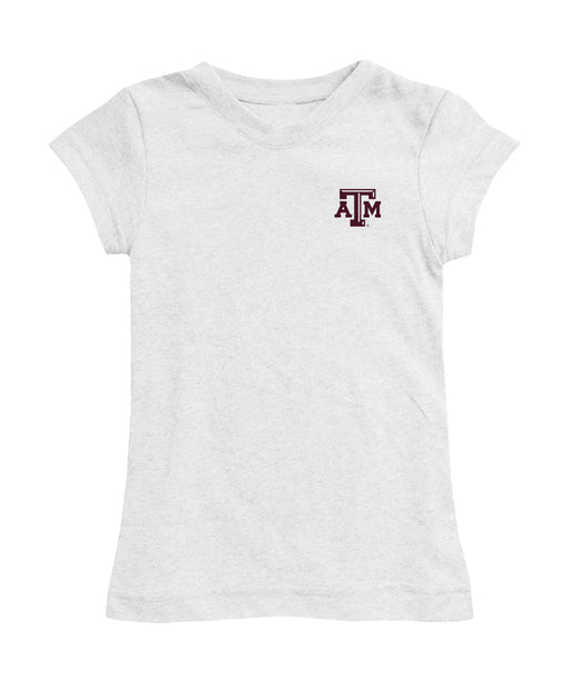 Texas A&M Aggies Hand Sketched Vive La Fete Impressions Artwork White Girls Cotton Short Sleeve Tee