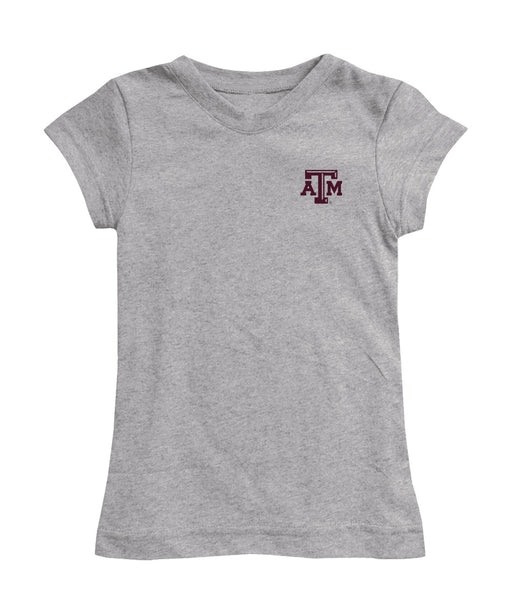 Texas A&M Aggies Hand Sketched Vive La Fete Impressions Artwork Grey Girls Cotton Short Sleeve Tee