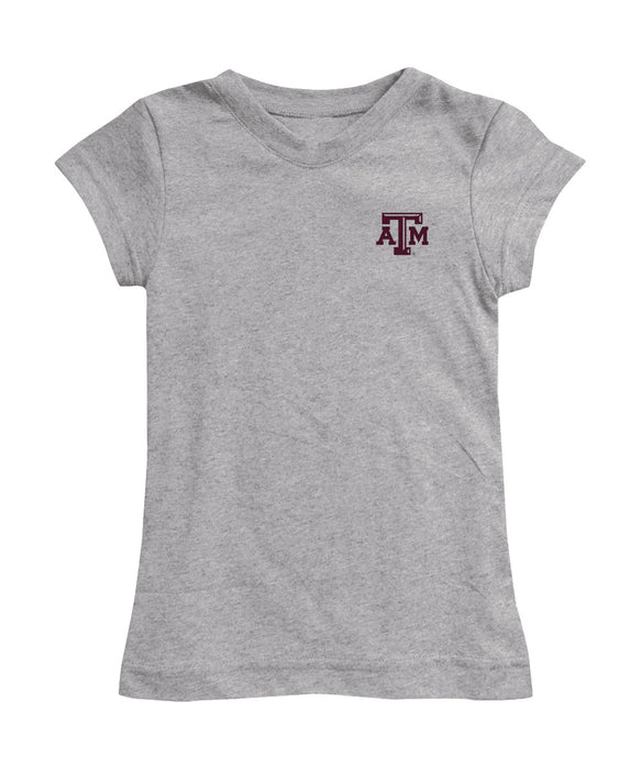 Texas A&M Aggies Hand Sketched Vive La Fete Impressions Artwork Grey Girls Cotton Short Sleeve Tee
