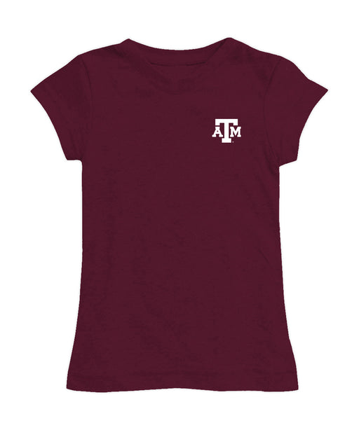 Texas A&M Aggies Hand Sketched Vive La Fete Impressions Artwork Maroon Girls Cotton Short Sleeve Tee