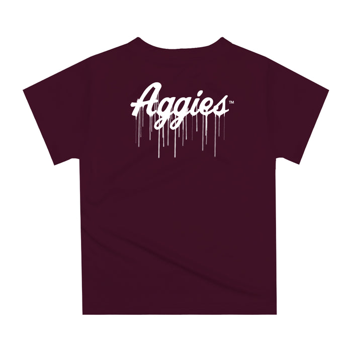 Texas A&M Aggies Original Dripping Football Helmet Heather Maroon T-Shirt by Vive La Fete