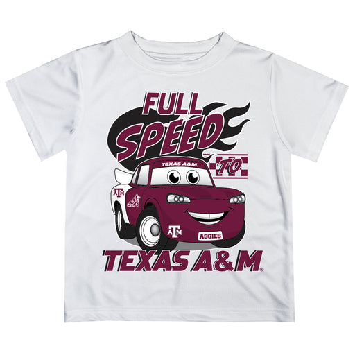 Texas A&M Aggies Vive La Fete Toy Racing Car Boys Game Day White Short Sleeve Tee