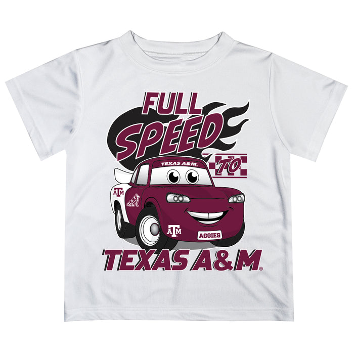 Texas A&M Aggies Vive La Fete Toy Racing Car Boys Game Day White Short Sleeve Tee