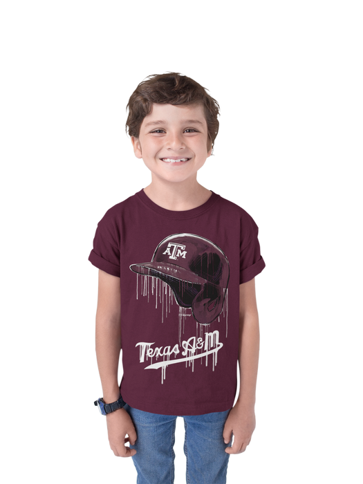 Texas A&M Aggies Original Dripping Baseball Helmet T-Shirt Cotton by Vive La Fete - Vive La Fête - Online Apparel Store
